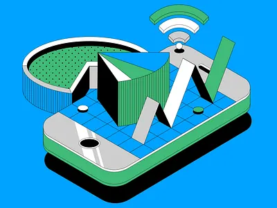 Branding Illustration: Finance banking branding chart finance money smartphone statistic