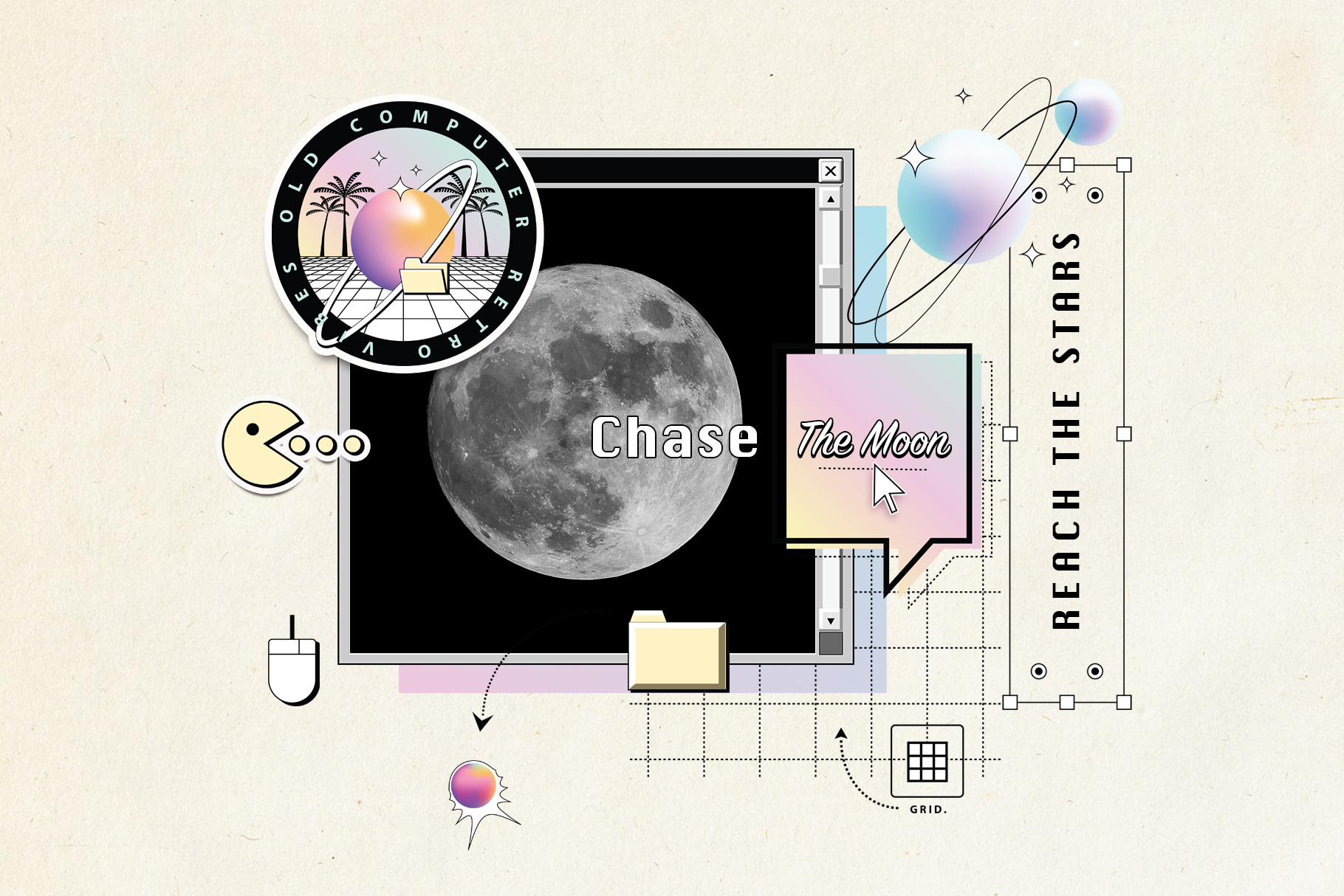 90s retro UI elements 80s 90s abstract branding colorful colors design holographic illustration nostalgic old computer ui pastel colors retro ui ui elements vector