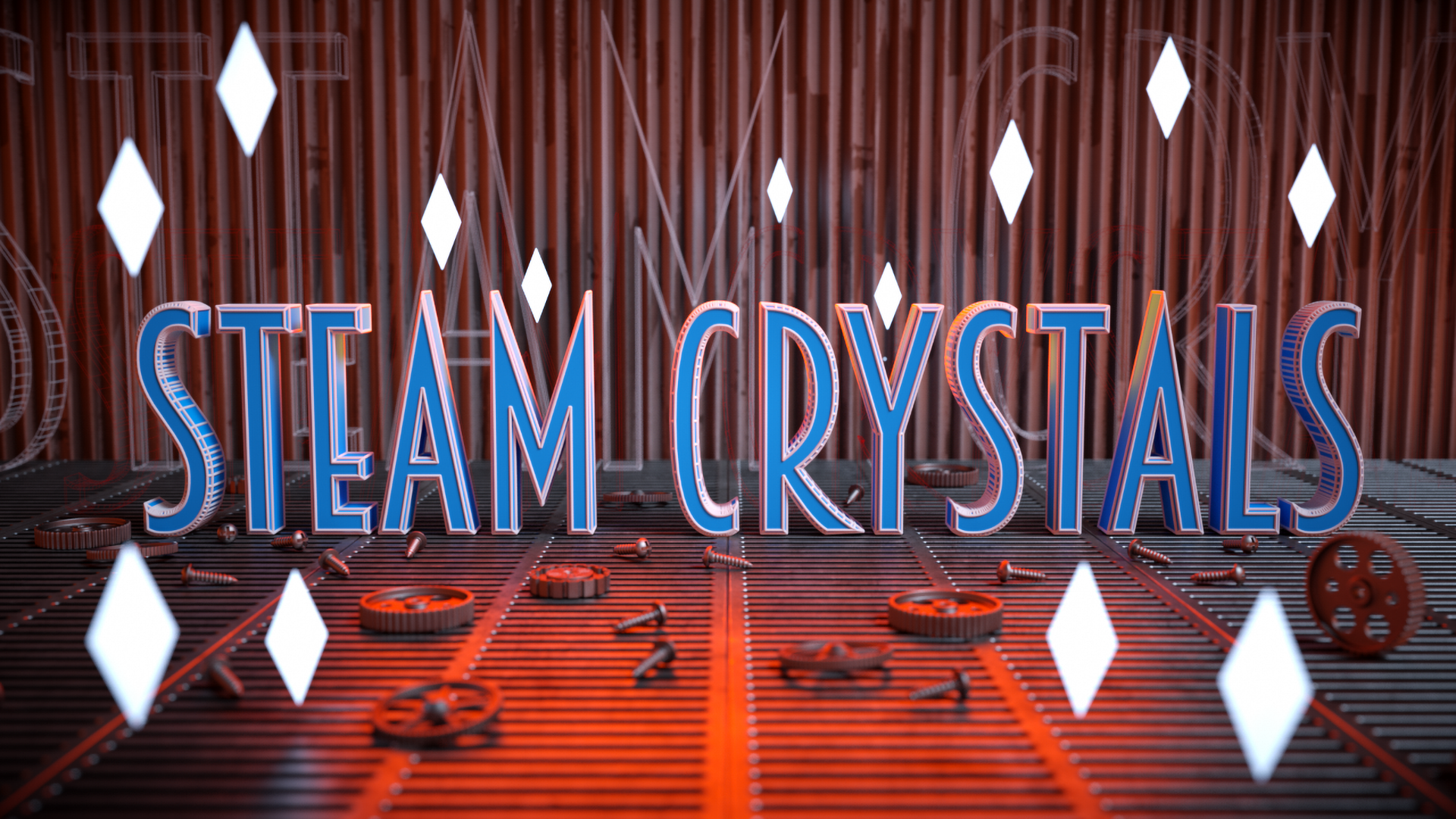 Steampunk Game Logo Design 3d 3d art branding c4d crystals design digital art font game design graphic design illustration logo noai octane opening render steampunk texture title typography