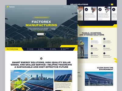 ⚡ Factorex Manufacturing - Solar Energy Landing Page clean design energy homepage industry landing page layout minimalist panel simple solar solar energy solar website solarfarm ui ui design ui ux website website design wind turbine