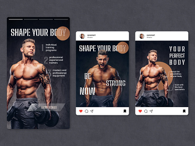 Fitness Banners | Instagram Stories | Instagram Posts ads advertisement banner creative design figma graphic design instagram photoshop posts smm social media social media design stories target