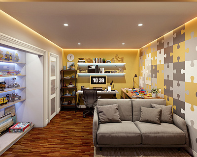 Interior Game Room 3d design interior render