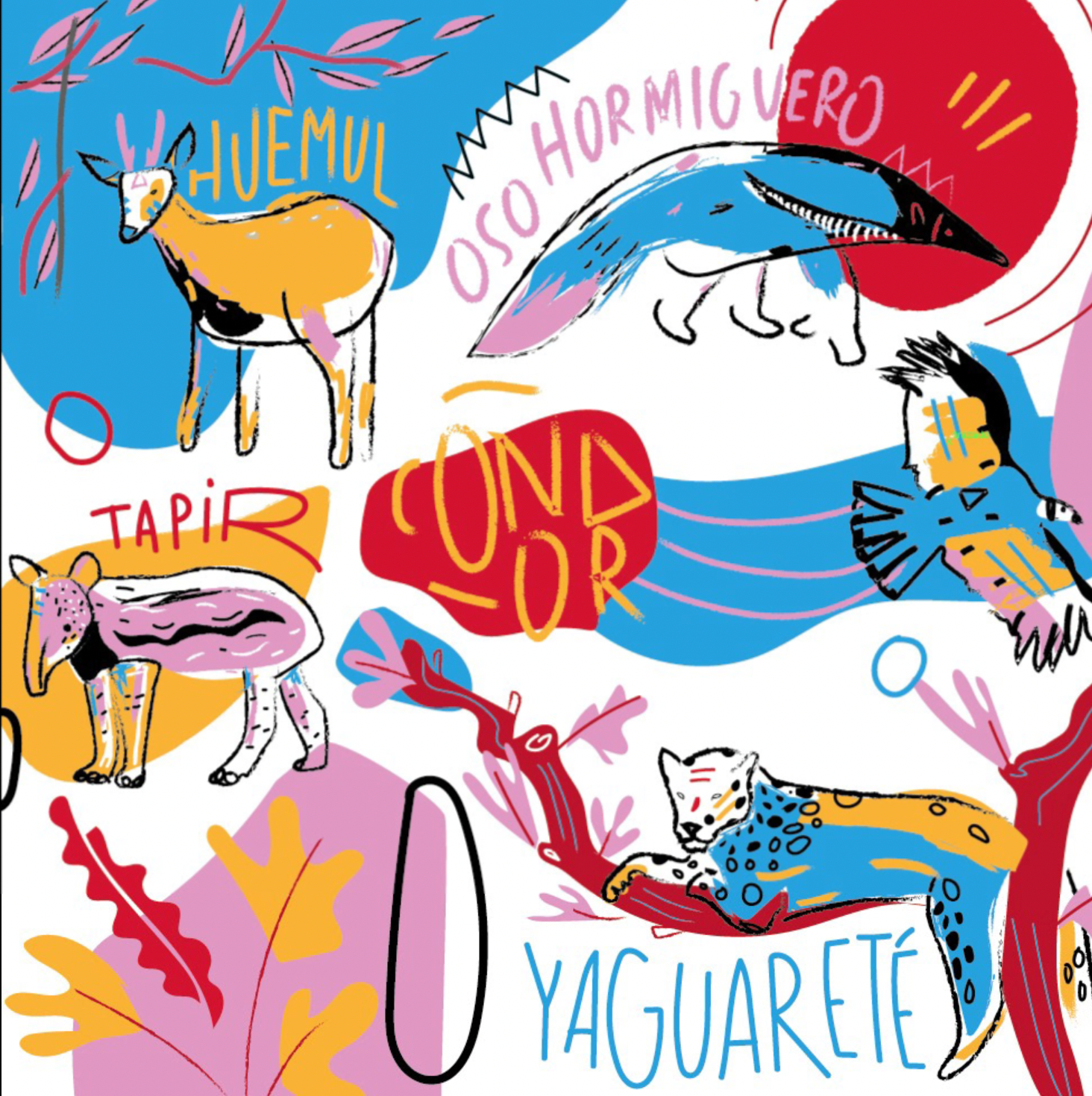 argentine animals illustrated pattern animals design graphic design illustration scarf surface typography vector