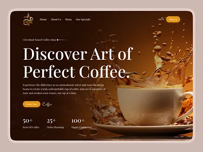 Coffee Shop Landing Page cafe website coffee shop coffee web ui coffee website design coffee website landing page design agency ecomercy design ecommerce coffee website ui food and beverage website ui home page landing page ui modern website product design ui ui design ux web design website ui