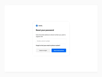 Statify - Password Reset Flow authentication branding button dashboard design inputfield lightmode link logo minimalist password reset ui ux webapp website