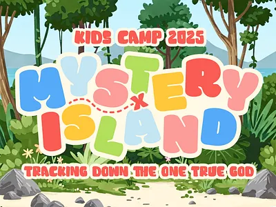 Mystery Island - Kid's Camp 2025 art bible branding camp church design graphic design illustration kids logo typography ui ux vector