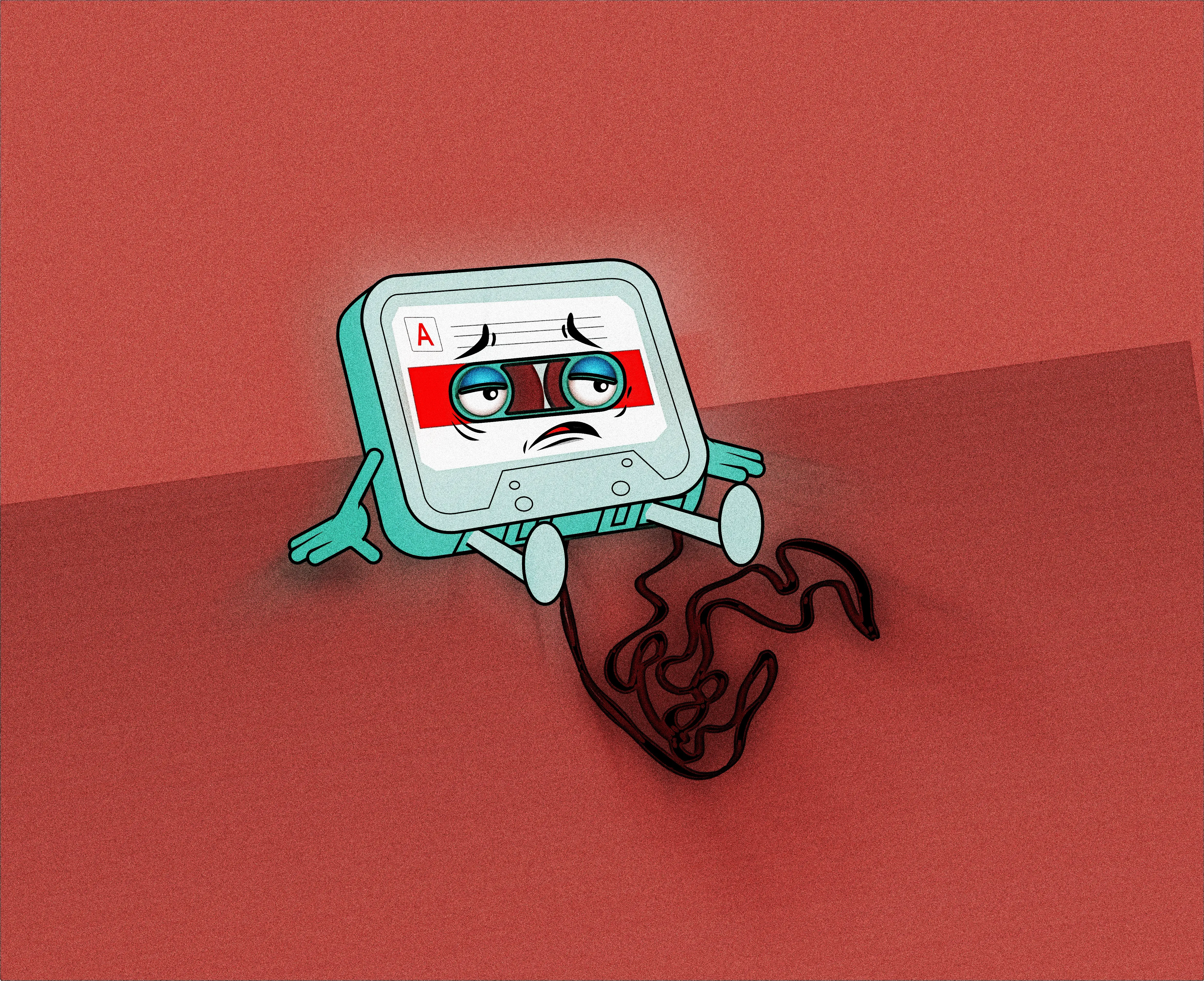 that's gotta hurt... busted cassette doodle illustration noise shunte88 spew tape vector