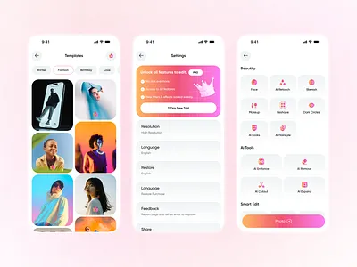 AI Photo Editor Mobile App ai ai editor ai mobile app ai photo editor ai photo editor mobile app ai tools artificial intelligence image enhancer app mobile app mobile app design mobile ui photo editing app photography