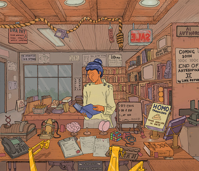 At the Bookstore (personal) art illustration