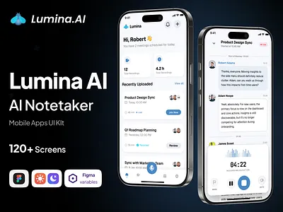 AI Notetaker Apps ai ai assistant android figma ios meeting meeting recording mobile mobile design notetaker notetaking recording uiux
