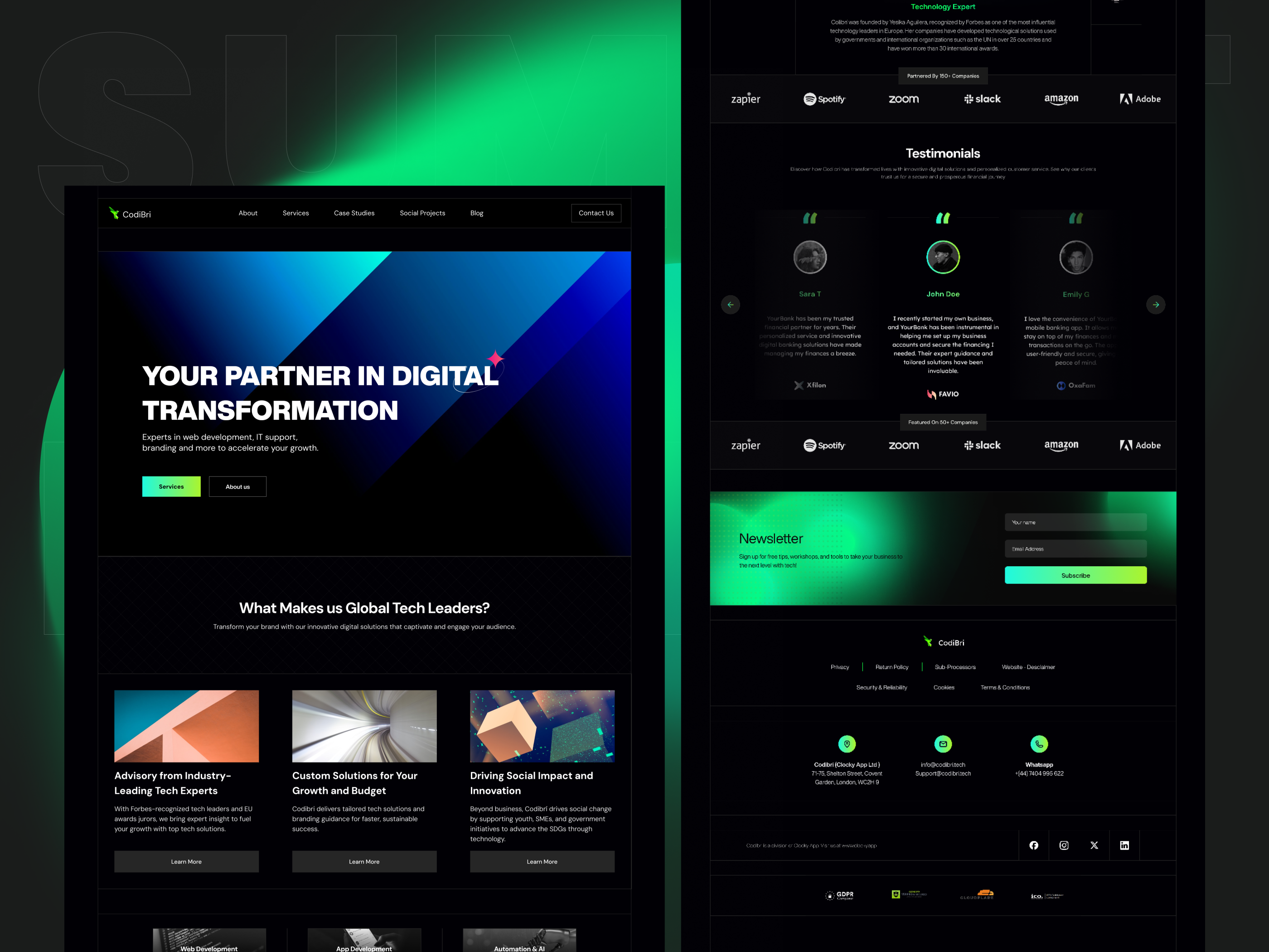 Dark Tech Agency Website — Digital Transformation Landing Page agencywebsite clean darkui designsystem digitaltransformation figma interface landingpage modernui saas startup techwebsite uidesign uxdesign webdesign