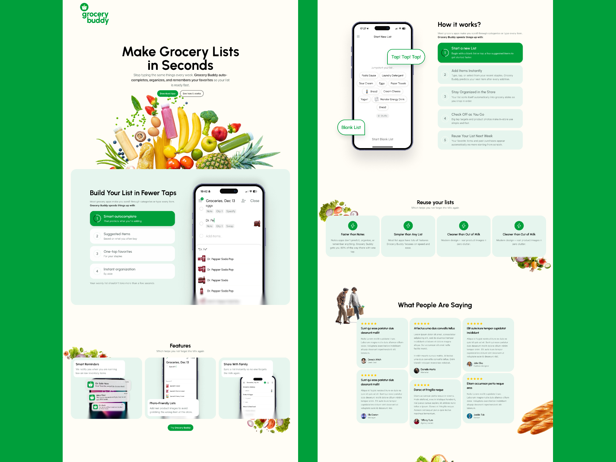 Grocery Buddy Website features presentation ui website
