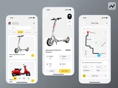Electric Bike Rent App Design app appdesign bike bikerent branding design electric graphic design mobil mobileappdesign rent a bike smartapp ui uiux ux