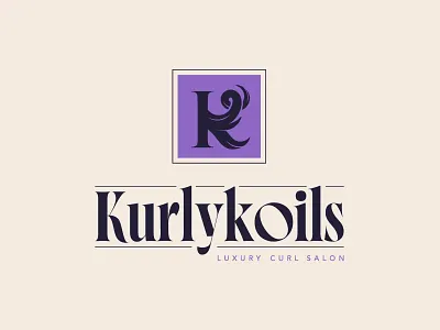 Kurlykoils Primary Logo branding curl curly graphic design hair locks logo luxury monogram purple salon