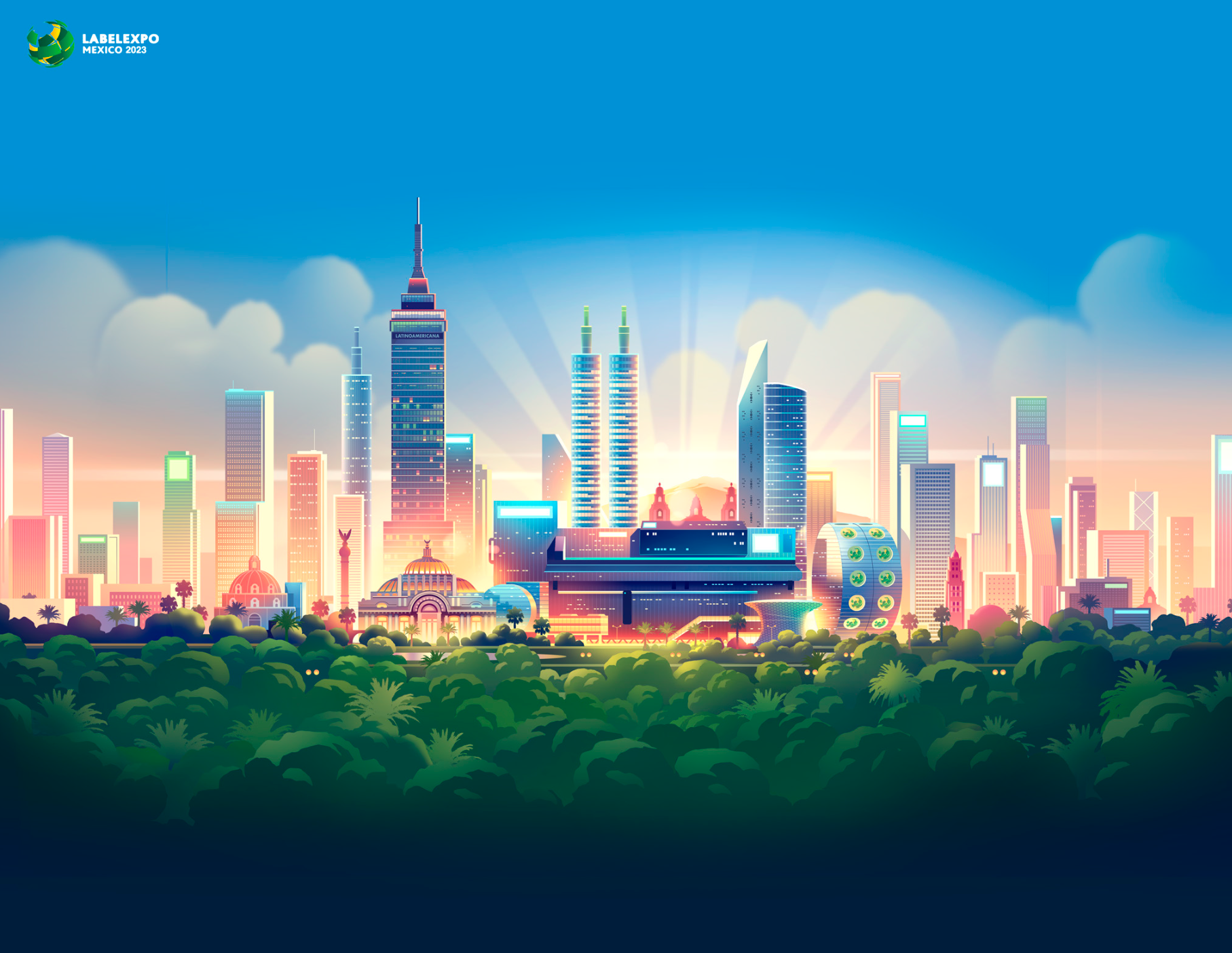 LABELEXPO MEXICO artdirection branding city event illustration labelexpo light neon