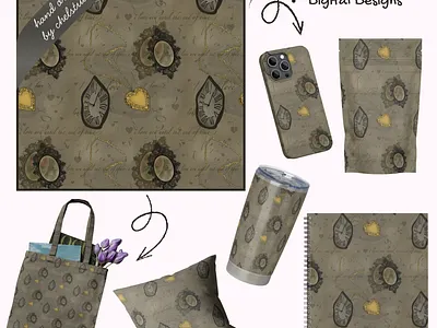 Vintage Dark Seamless Pattern clothes design digital digital download digital product fabric graphic design hand drawn illustration mugs notebooks phone case png procreate seamless seamless patterns stationary tote bags