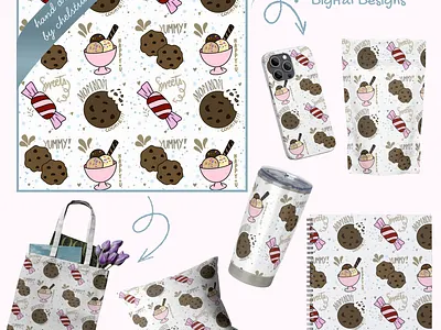 Cutesy Seamless Pattern blanket clothes design digital digital download digital product fabric graphic design hand drawn illustration mugs notebook phone case png procreate seamless seamless pattern tumblers wallpaper
