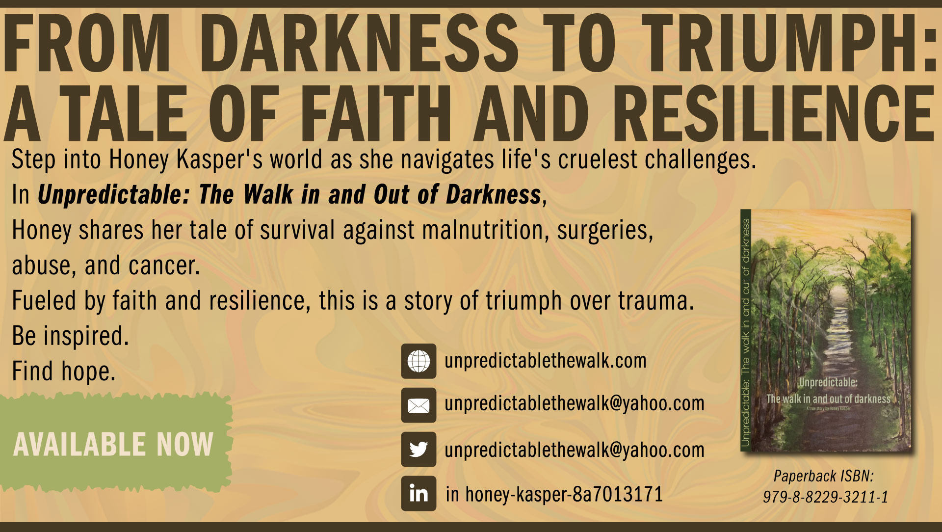 Unpredictable Book ai generated art author branding book website cancer memoir emotional storytelling faith journey visuals hero images independent author inspirational branding logo redesign memoir website midjourney ai modern ux design publishing design responsive website self help author trauma survival design user research design ux redesign website wireframes