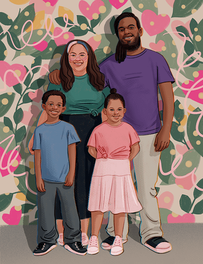Hand-Drawn Portrait of a Family art digital art family portrait hand drawn illustration portrait procreate