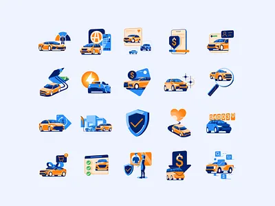 Autotrader – Brand icons application automotive branding budget car dealership digital icon design icons inventory price protection suv trade truck van