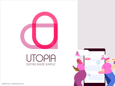 Utopia Heart Logo app dating dating app dating app logo dating logo heart heart app heart icon heart logo logo love love app love icon love logo pink pinks purple ui ux valetines