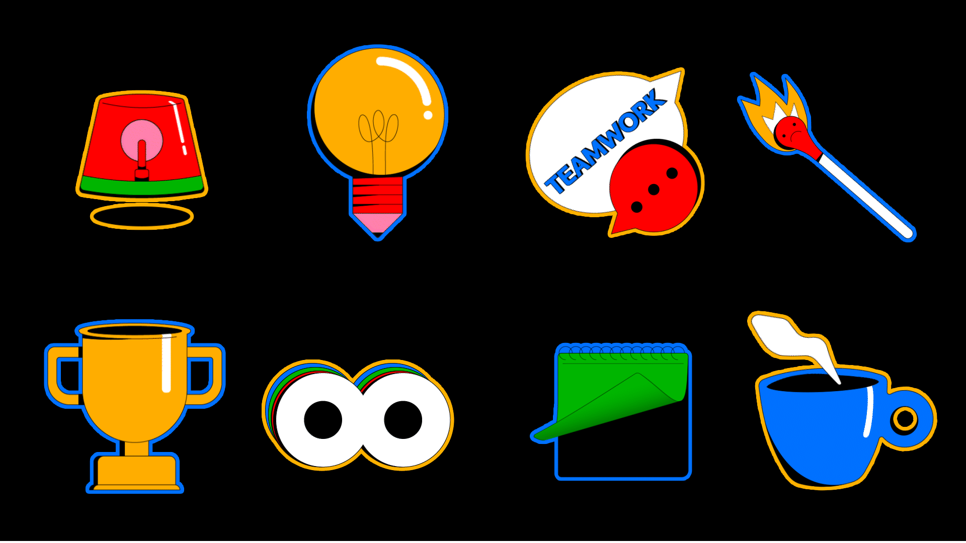 Animated Productivity Sticker Set after effects animated icons animated stickers animation design digital graphic design icon set illustration illustrator motion graphics sticker set