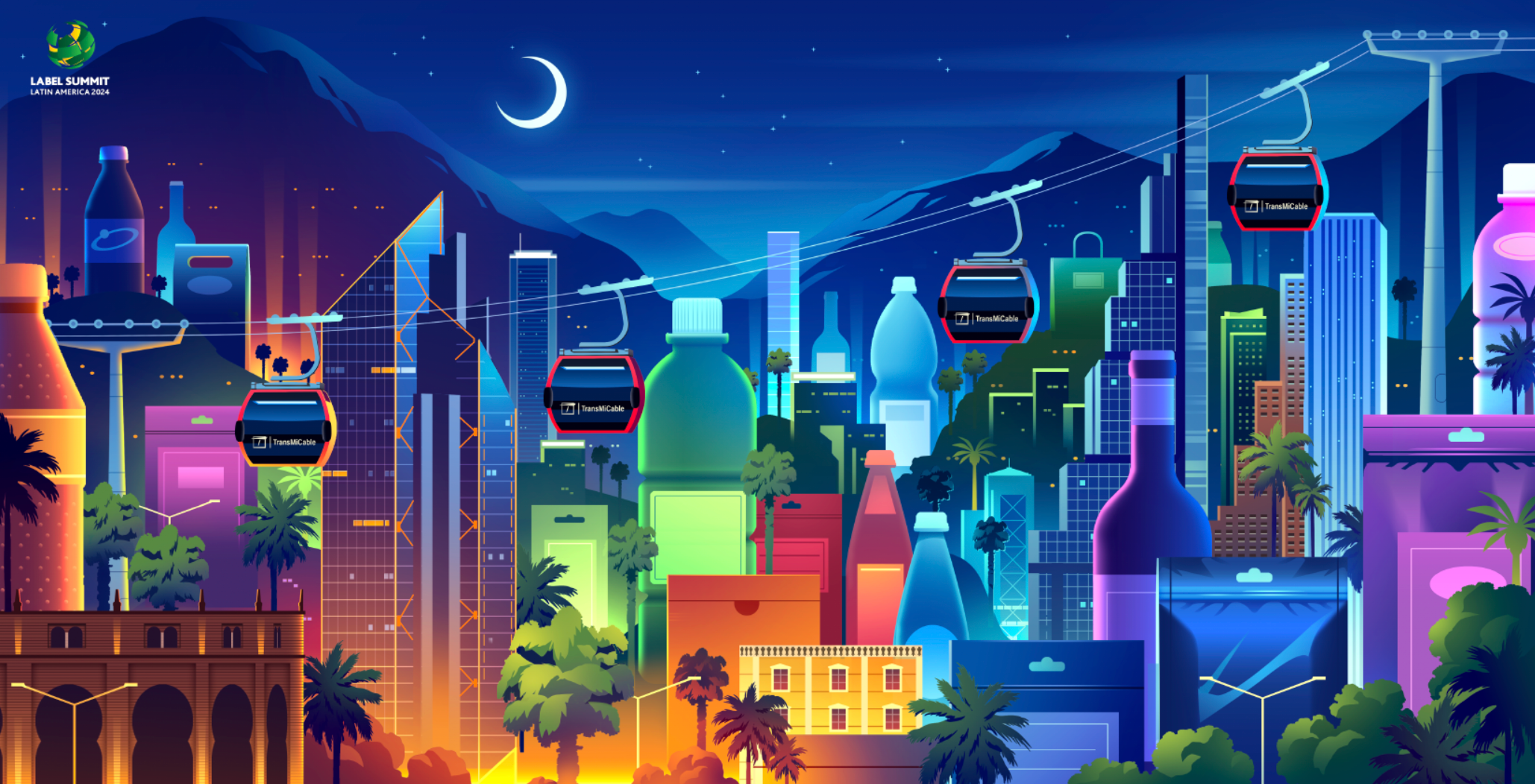 Label Expo Latin america city futur illustration light neon