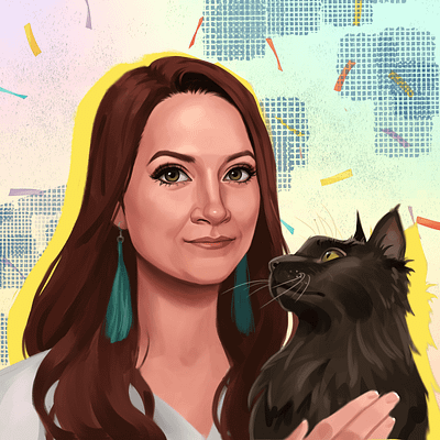 Woman with Black Cat Digital Art Piece art digital art hand drawn illustration portrait procreate