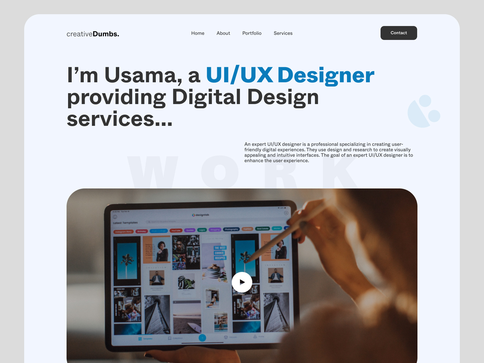 UI/UX Designer portfolio landing-page by Usama Zia on Dribbble