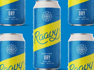 Raavy Hard Cider Packaging Design beer label can design cider cider logo cider packaging illustration lettering logo packaging design script