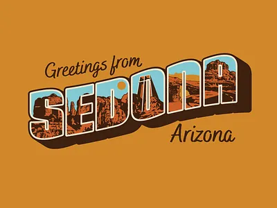 Greetings from Sedona arizona badge design greetings from illustration logo outdoors patch postcard retro sedona vintage wilderness