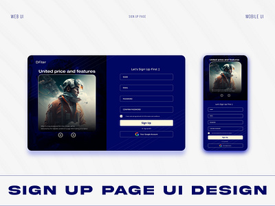 Sign Up page UI design for App and Website. adobe xd app ui figma landing page design sign up page ui ux web design web ui website design