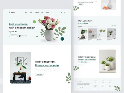 Salatri - Flower Shop Landing Page clean decoration e commerce flower footer header interior landing minimalist nature online page section shop ui ux web website