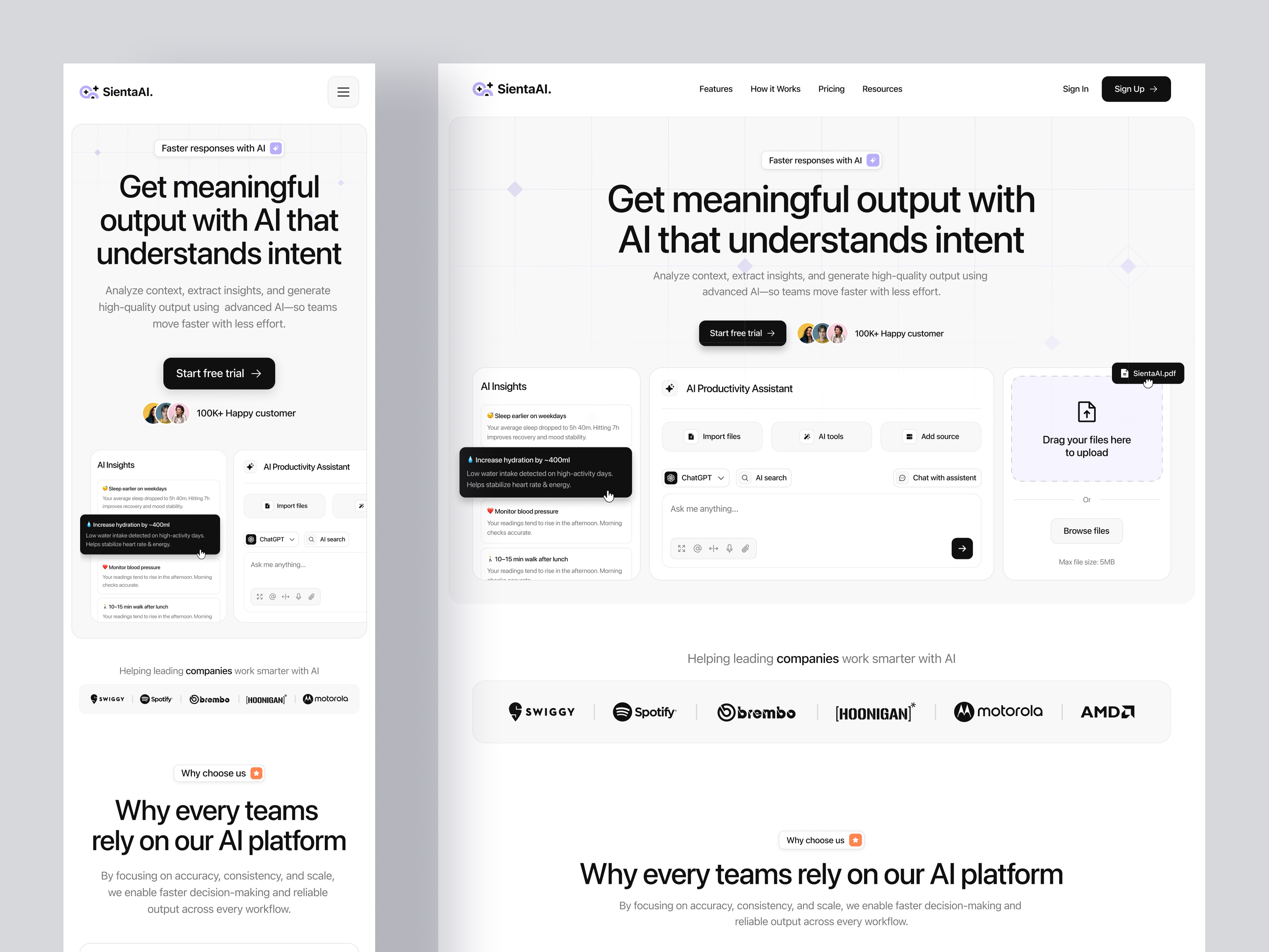 Example of Landing Page Design + Framer/Webflow