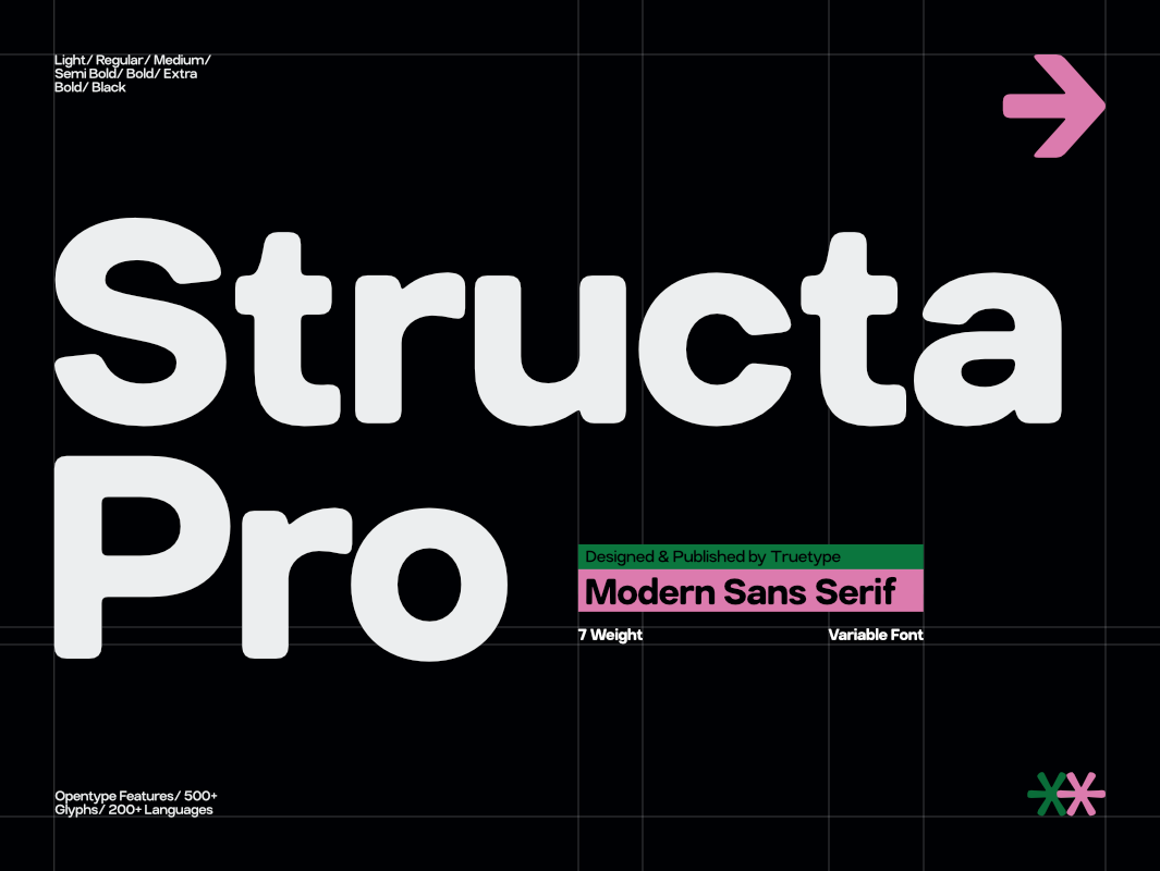 TRT Structa Pro – Rounded Modern Sans Serif billboard design branding branding font clean clean layout design display font elegant font font family graphic design grid design modern running design sans serif social media sport design swiss design true type variable font