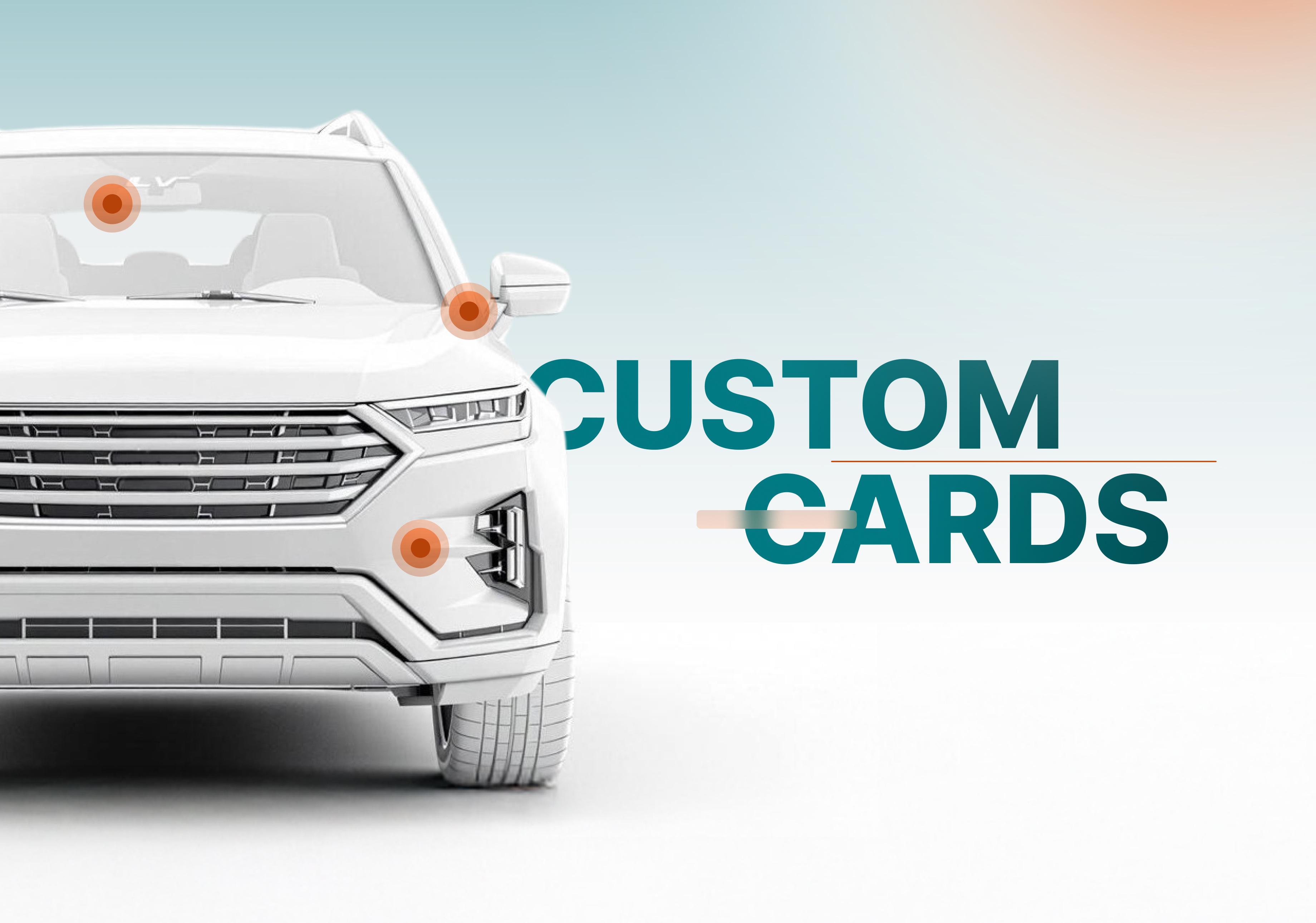 Custom Cards app automobile branding car cards color desktop flat gradient graphic design grey icon minimal mobile render system teal trending ui
