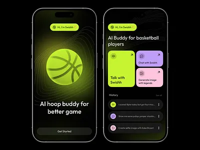 AI Buddy for basketball player - Mobile App 3d branding graphic design logo ui