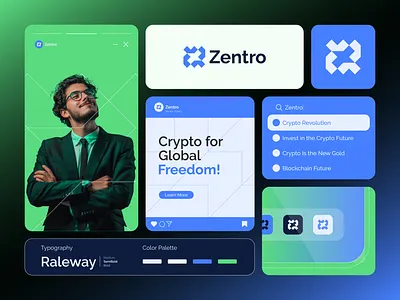 Zentro | Crypto Platform Visual Identity app icon brand identity branding crypto branding finance logo logo design minimal modern print product design smtech24 visual identity web3 web3 branding