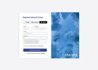 Register form UI app dailyui design