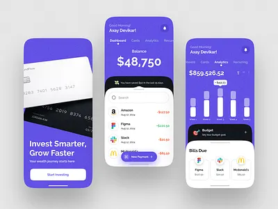 FinFlow - Your Personal Wealth Management Companion 💜 appdesign appui bankingapp budgetapp dailyui designinspiration digitaldesign figma financialapp fintech fintechdesign interfacedesign mobileapp mobiledesign personalfinance productdesign uidesign uiinspiration userinterface uxdesign