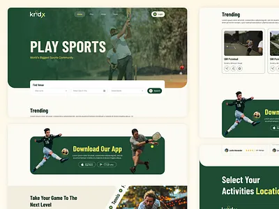 KridX- Play Hard. Book Fast. Compete More aorc app branding graphic design logo typography ui website