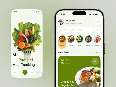 AI-Powered Nutrition & Meal Tracking Mobile App ai app app calorie clean ui diet app figma fitness app food app health app health tech ios app meal tracking mobile mobile app nutrition app saas ui design ux design