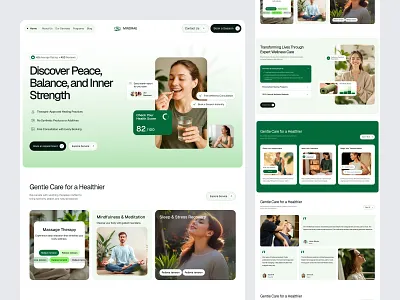 Wellness Landing Page fitness website healthcare landing page landing page design medical website meditation mental wellness modern design product design saas telehealth telehealth website telehealth wellness ui ux web web design website website design wellness wellness website