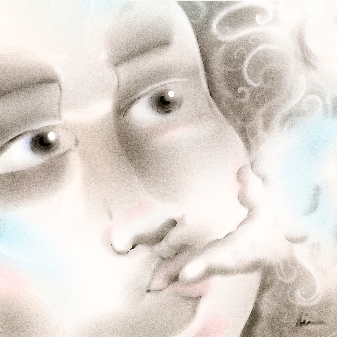 "Smokee" art black and white branding close up color pencil cover design draw dream illustration music portrait smoke vintage water ink