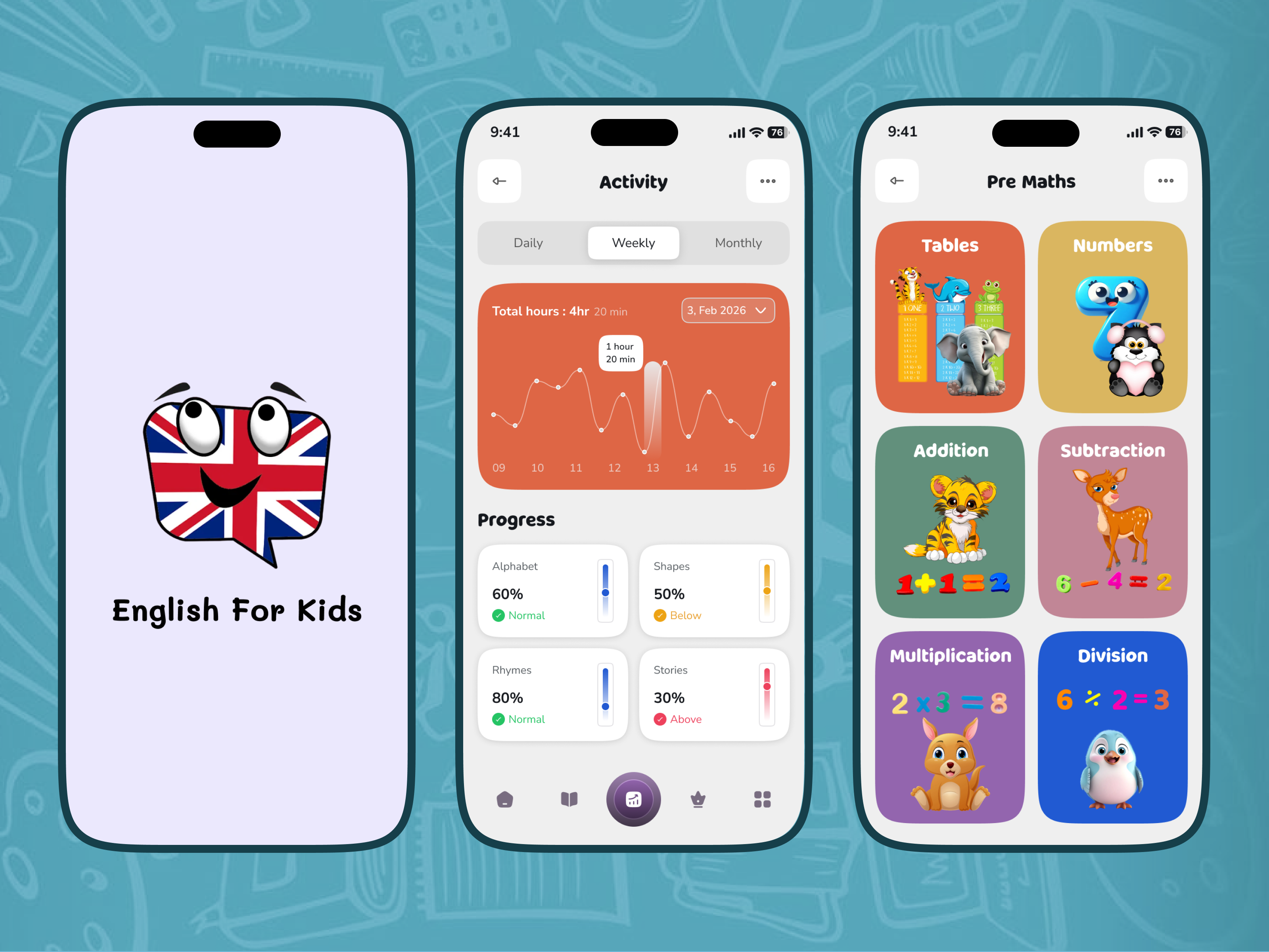 AI Kids | English Learning App 👨‍🚀 ai ai book app ai english ai kids ai reading book bookstore character design ebook app game design gamification design graphic design illustration ios kids app language app learning app mobile app online book ui ux