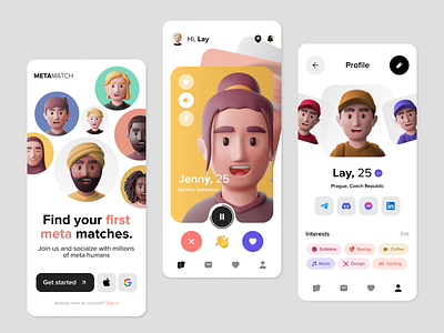 BuiLD 1.0 UI #001 - Mobile Design for Dating App app dailyui design illustration sides ui ux