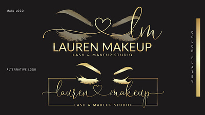 Lauren Makeup(Lash & Makeup Studio) 3d beauty logo cosmetics logo design eyelash logo graphic design logo logo design makeup artist signature logo
