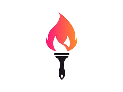 Fire Torch - Available For Sale brush logo fire fire logo flame flame logo logo design minimal logo paint logo torch torch logo