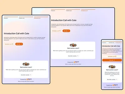 Responsive Introduction Call & Scheduling ai appdesign clean coaching figma interface introduction minimal onboarding platform productdesign replicate responsive saas schedule ui userexperience userinterface ux webdesign