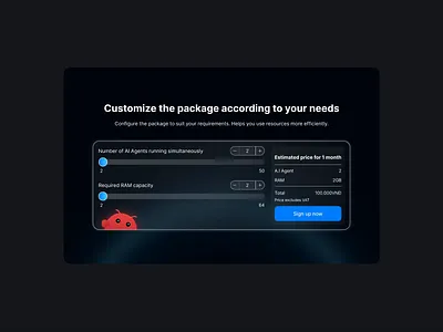 AI Package Configurator — UI Interaction 🤖 ai custom price figma figma prototype glass landing page productdesign ui uiux design ux vps openclaw